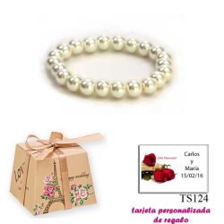 Pulsera de perlas blancas, sencilla y elegante