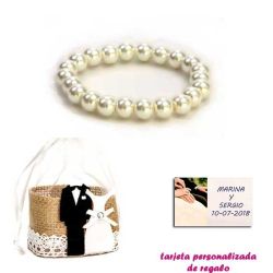 Pulsera de perlas blancas, sencilla y elegante