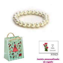 Pulsera de perlas blancas, sencilla y elegante