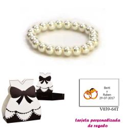 Pulsera de perlas blancas, sencilla y elegante