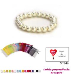 Pulsera de perlas blancas, sencilla y elegante