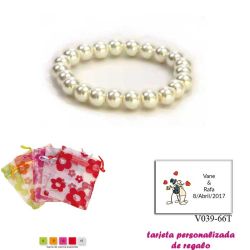 Pulsera de perlas blancas, sencilla y elegante