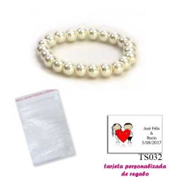 Pulsera de perlas blancas, sencilla y elegante