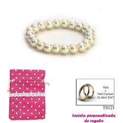 Pulsera de perlas blancas, sencilla y elegante