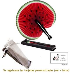 Abanico Pai Pai con diseño de sandía y con bolsa de organdil
