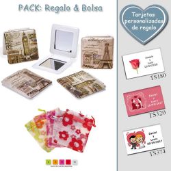 Espejo cuadrado vintage,  2 modelos surtidos; con Torre Eiffel o Big Ben