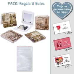 Espejo cuadrado vintage,  2 modelos surtidos; con Torre Eiffel o Big Ben