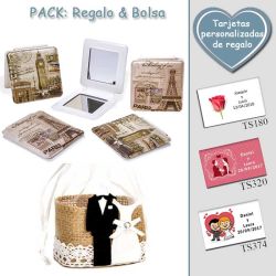 Espejo cuadrado vintage,  2 modelos surtidos; con Torre Eiffel o Big Ben