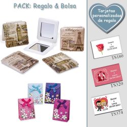 Espejo cuadrado vintage,  2 modelos surtidos; con Torre Eiffel o Big Ben