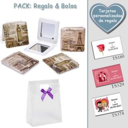 Espejo cuadrado vintage,  2 modelos surtidos; con Torre Eiffel o Big Ben