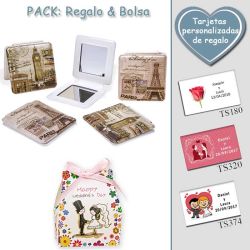 Espejo cuadrado vintage,  2 modelos surtidos; con Torre Eiffel o Big Ben