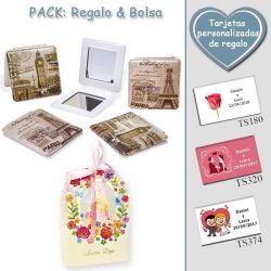 Espejo cuadrado vintage,  2 modelos surtidos; con Torre Eiffel o Big Ben