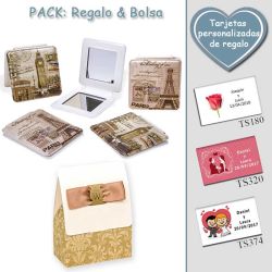 Espejo cuadrado vintage,  2 modelos surtidos; con Torre Eiffel o Big Ben