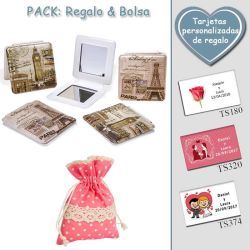 Espejo cuadrado vintage,  2 modelos surtidos; con Torre Eiffel o Big Ben