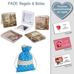 Espejo cuadrado vintage,  2 modelos surtidos; con Torre Eiffel o Big Ben