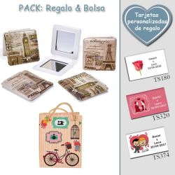 Espejo cuadrado vintage,  2 modelos surtidos; con Torre Eiffel o Big Ben