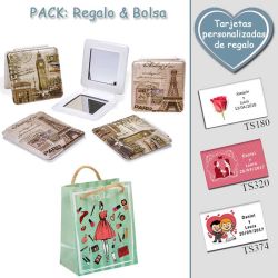 Espejo cuadrado vintage,  2 modelos surtidos; con Torre Eiffel o Big Ben