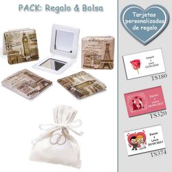 Espejo cuadrado vintage,  2 modelos surtidos; con Torre Eiffel o Big Ben