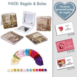 Espejo cuadrado vintage,  2 modelos surtidos; con Torre Eiffel o Big Ben