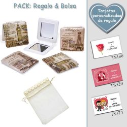 Espejo cuadrado vintage,  2 modelos surtidos; con Torre Eiffel o Big Ben