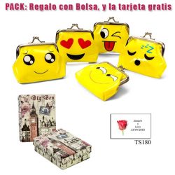 Divertido monedero de emoticono amarillo con hebilla