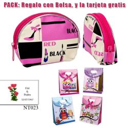 Monedero fucsia, blanco y negro, muy fashion, con cremallera