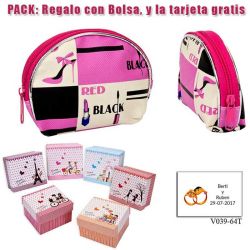 Monedero fucsia, blanco y negro, muy fashion, con cremallera