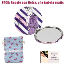 Espejo de chapa barato con dibujo de mujer, con rayas moradas