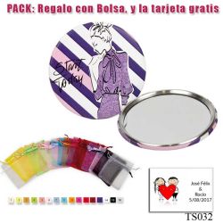 Espejo de chapa barato con dibujo de mujer, con rayas moradas