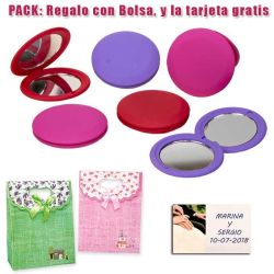 Espejo redondo en colores surtidos; rojo, fucsia y morado