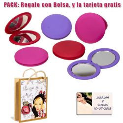 Espejo redondo en colores surtidos; rojo, fucsia y morado