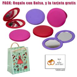 Espejo redondo en colores surtidos; rojo, fucsia y morado