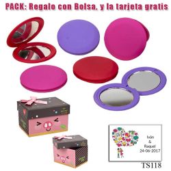 Espejo redondo en colores surtidos; rojo, fucsia y morado