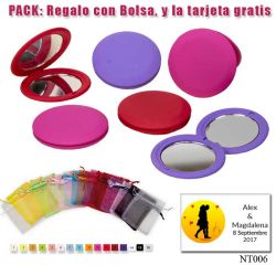 Espejo redondo en colores surtidos; rojo, fucsia y morado