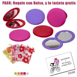 Espejo redondo en colores surtidos; rojo, fucsia y morado