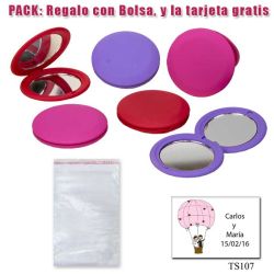 Espejo redondo en colores surtidos; rojo, fucsia y morado