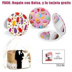 Espejo con bonitos dibujos surtidos de pasteles y helados