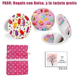 Espejo con bonitos dibujos surtidos de pasteles y helados