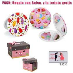 Espejo con bonitos dibujos surtidos de pasteles y helados