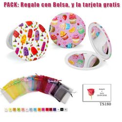 Espejo con bonitos dibujos surtidos de pasteles y helados