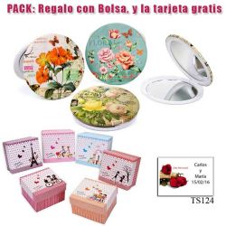 Espejo con bonitos dibujos surtidos de flores de muchos colores