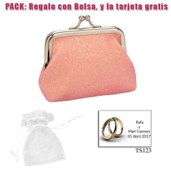 Monedero rosa brillante con hebilla, ideal para tus invitadas de boda