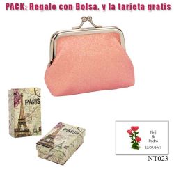 Monedero rosa brillante con hebilla, ideal para tus invitadas de boda