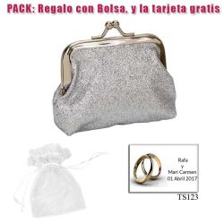 Monedero color plata brillante con hebilla, ideal para tus invitadas de boda