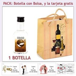 Botellita de Licor de Coco con bolsa y tarjeta