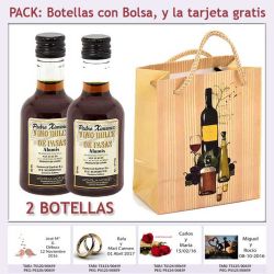 2 Botellitas de Vino Dulce Pedro Ximénez con bolsa y tarjeta