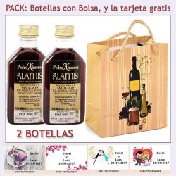 2 Botellitas de Vino Dulce Pedro Ximénez con bolsa y tarjeta