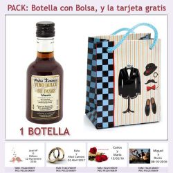 Botellita de Vino Dulce Pedro Ximénez con bolsa y tarjeta
