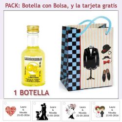 Botellita de Licor Limoncielo con bolsa y tarjeta