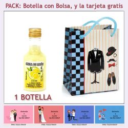 Botellita de Licor de Crema de Limón con bolsa y tarjeta